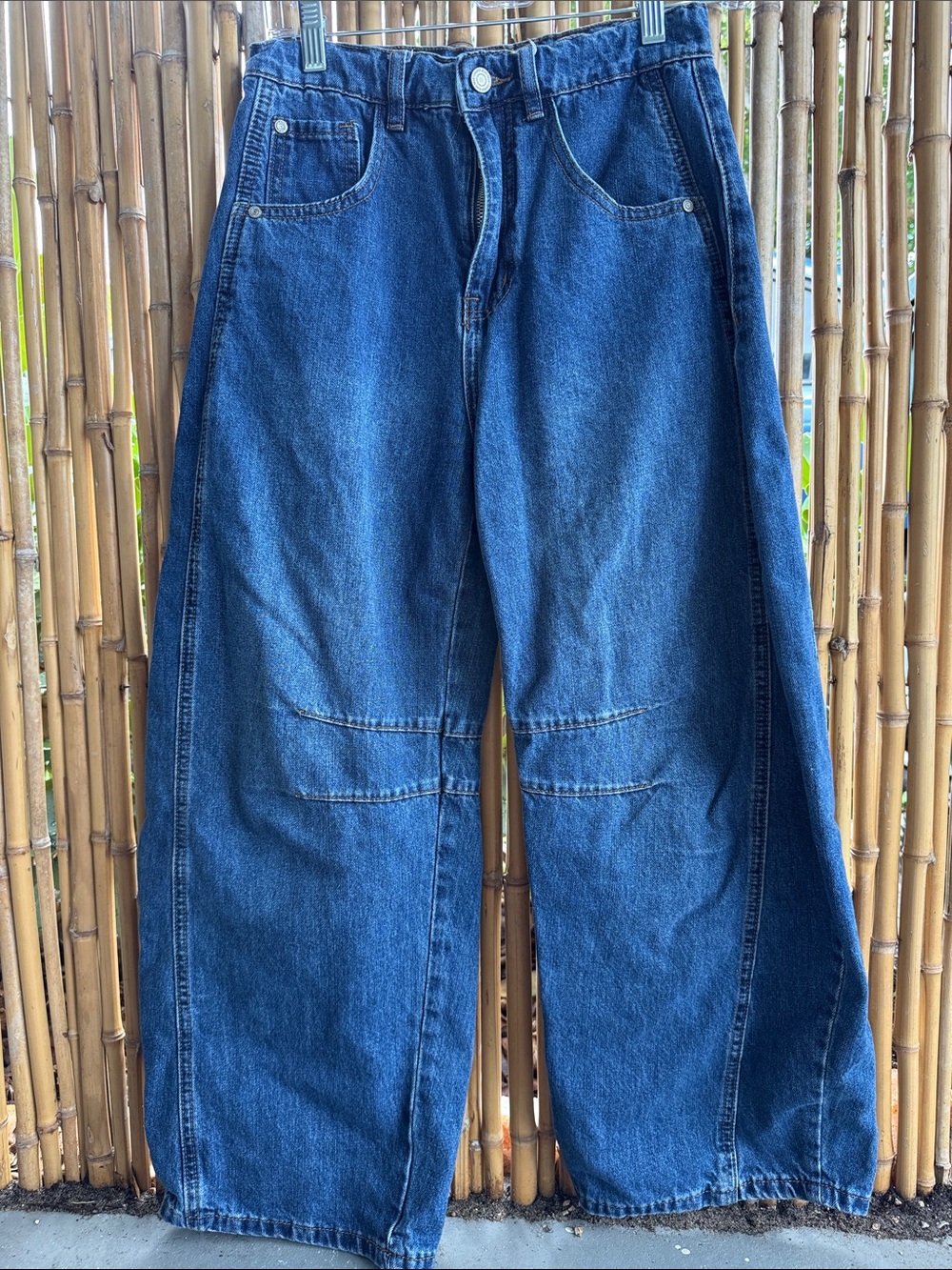 Relaxed Wide-Leg Women's Jeans in Dark Blue Denim